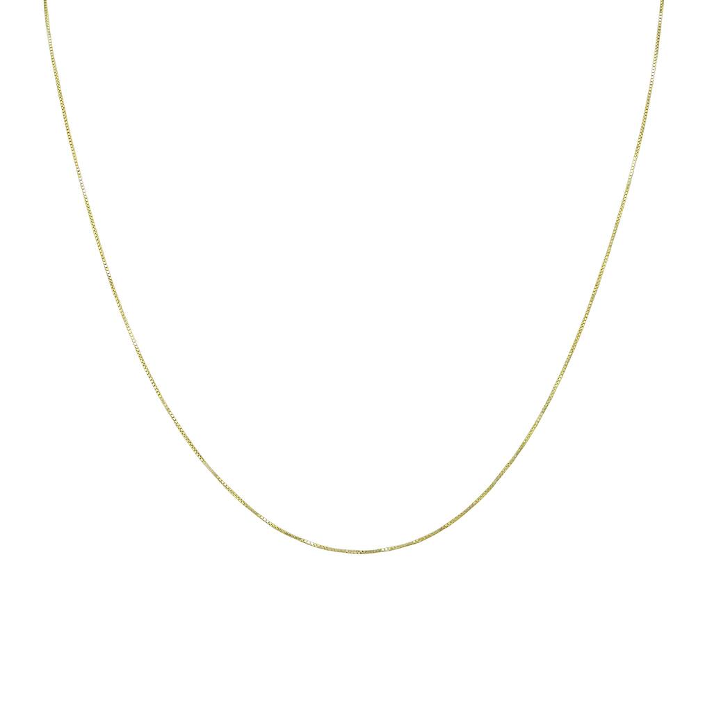 10K Yellow Gold 0.6mm Shiny Classic Box Chain with Lobster Claw Clasp - 16 Inch
