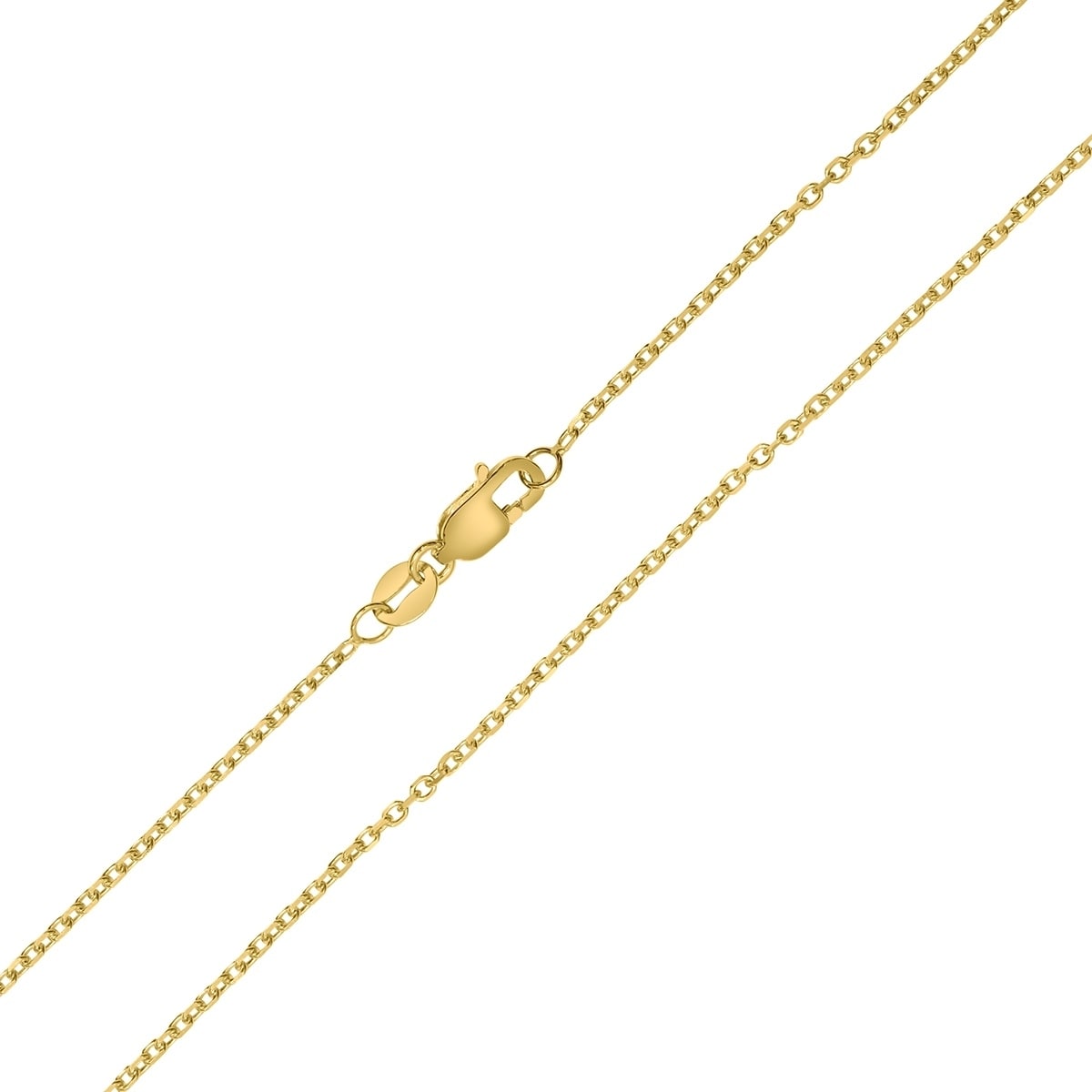 Jewel Tie 14k Yellow Gold 1 mm Diamond-Cut Cable Chain Necklace with Secure Lobster Lock Clasp