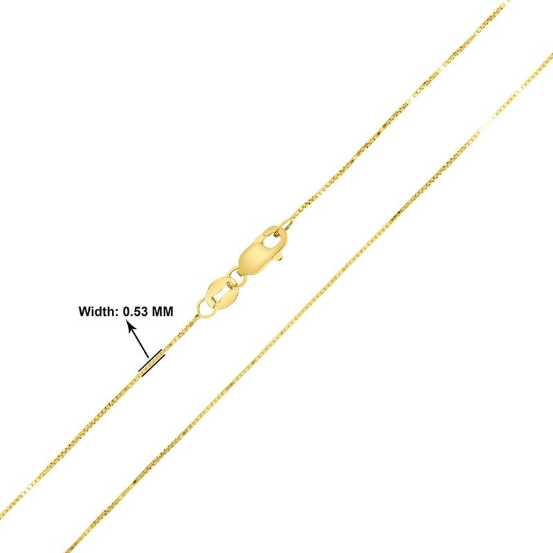 14K Yellow Gold 0.53mm Box Chain with Lobster Clasp - 18 Inch
