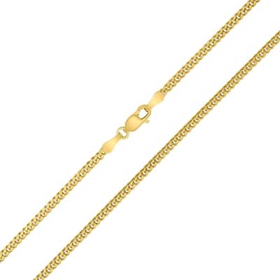 14K Yellow Gold 2mm Shiny Diamond Cut Gormette Chain with Lobster Clasp - 18 Inch