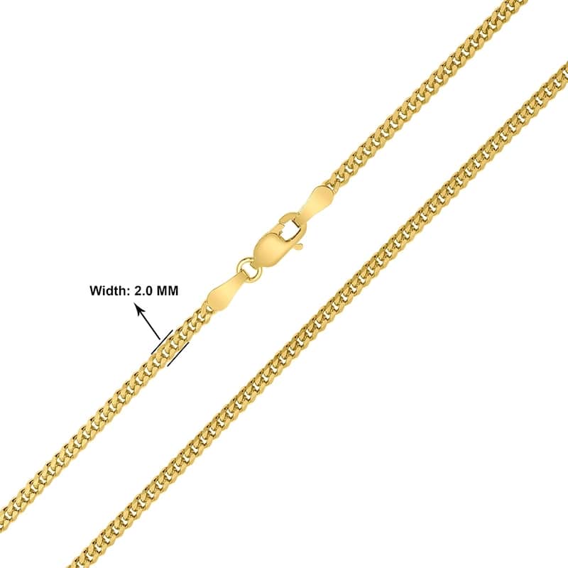 14K Yellow Gold 2mm Shiny Diamond Cut Gormette Chain with Lobster Clasp - 18 Inch