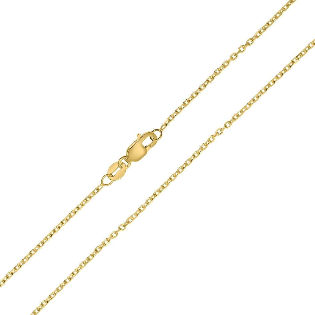 14K Yellow Gold 1.4mm Diamond Cut Oval Cable Chain with Lobster Clasp - 16 Inch
