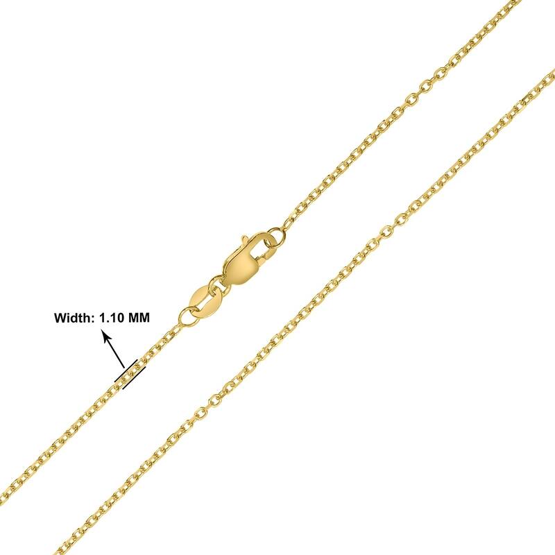 14K Yellow Gold 1.4mm Diamond Cut Oval Cable Chain with Lobster Clasp - 16 Inch