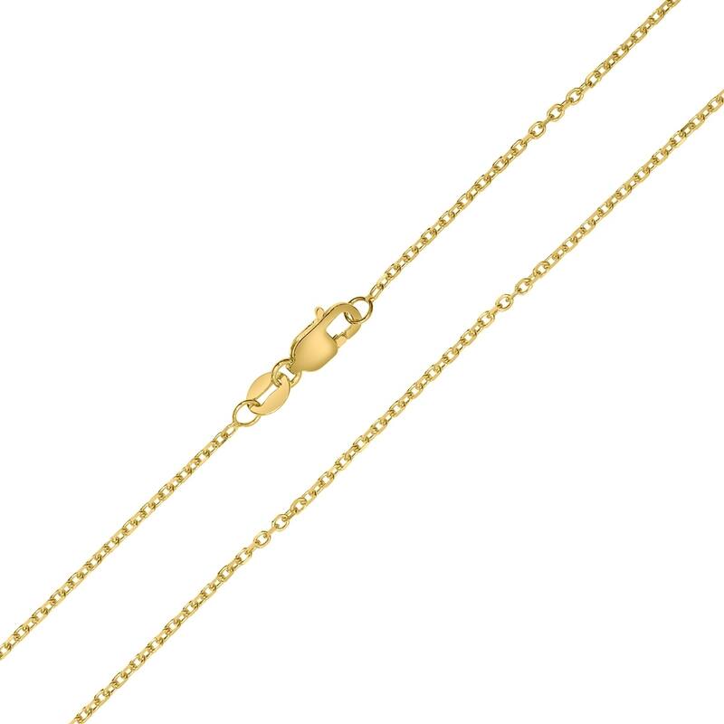14K Yellow Gold 1.4mm Diamond Cut Oval Cable Chain with Lobster Clasp - 16 Inch