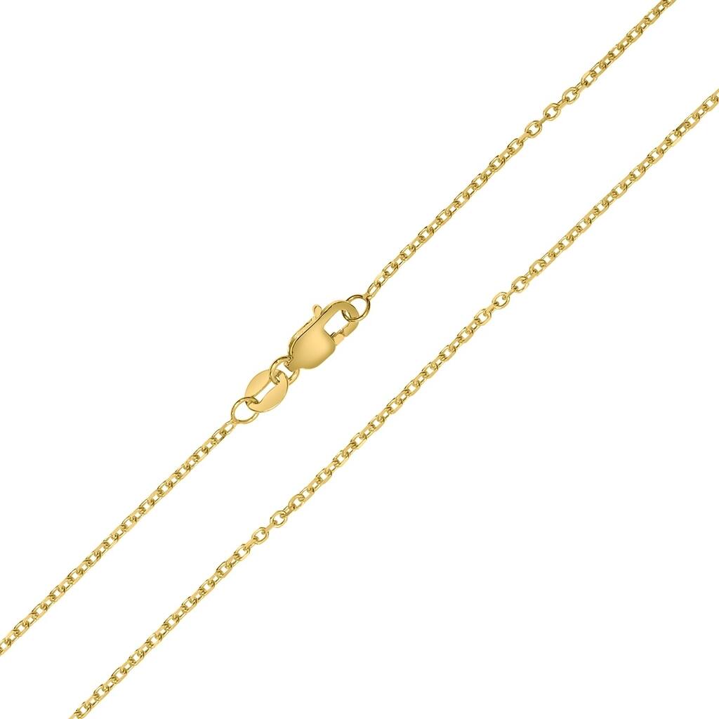 14K Yellow Gold 1.4mm Diamond Cut Oval Cable Chain with Lobster Clasp - 16 Inch