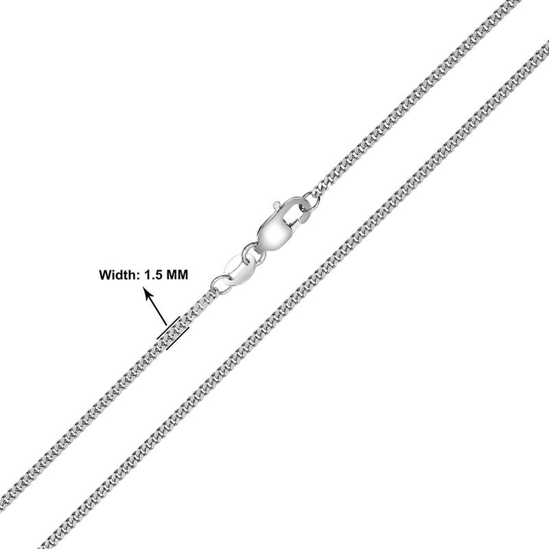 10K White Gold 1.5mm Diamond Cut Gormette Chain with Spring Ring Clasp - 18 Inch