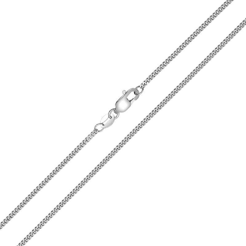 10K White Gold 1.5mm Diamond Cut Gormette Chain with Spring Ring Clasp - 18 Inch
