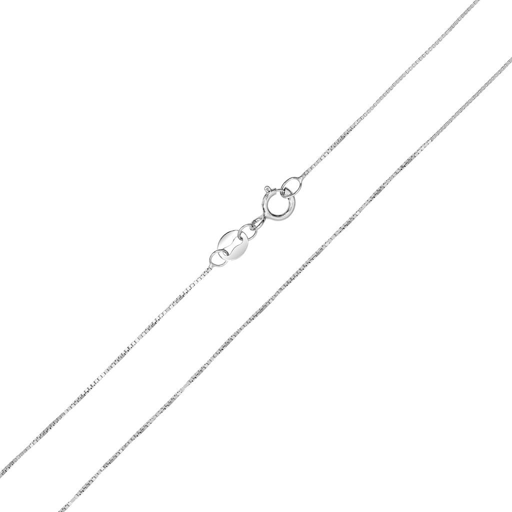 10k White Gold 0.6mm Classic Box Chain with Spring Ring Clasp - 18 Inch