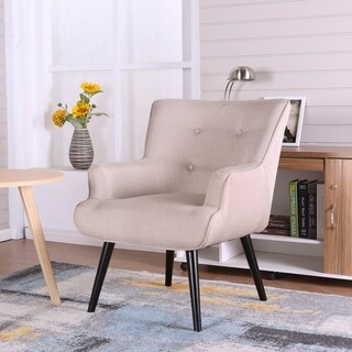 Ocean Bridge Furniture Alicia Wingback Chair by  (Beige/Espresso)