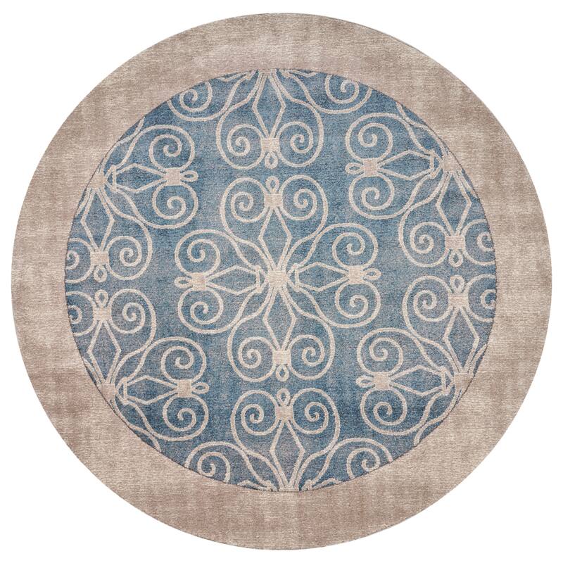 Libby Langdon Winston Looking Glass Rug - 6'6" Round - Teal