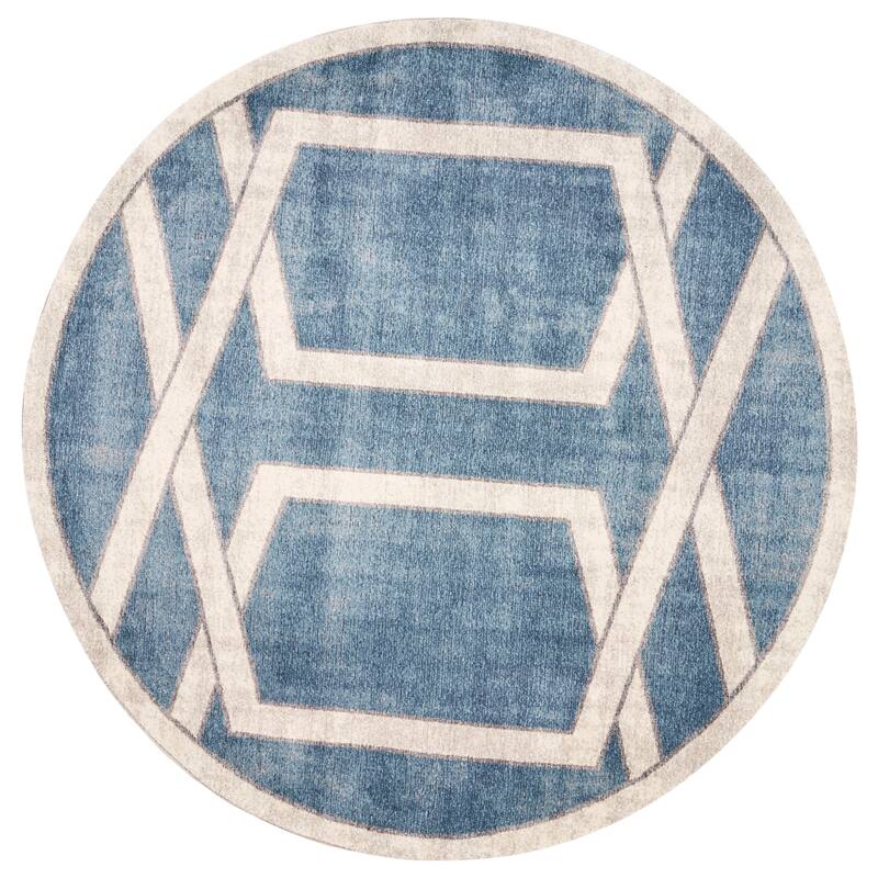 Libby Langdon Winston Teal Directional Border Rug