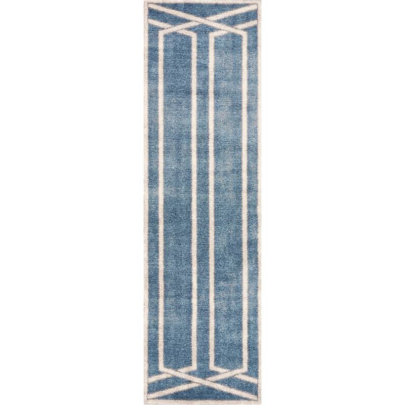 Libby Langdon Winston Teal Directional Border Rug