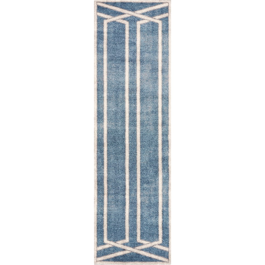 Libby Langdon Winston Teal Directional Border Rug