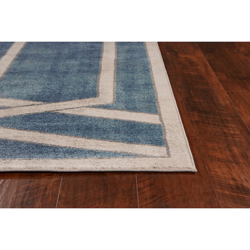 Libby Langdon Winston Teal Directional Border Rug