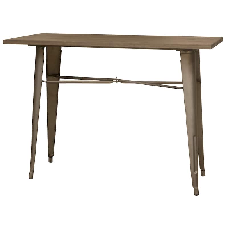 AmeriHome Rustic Gunmetal Counter Hgt Metal Dining Table w/ Wood Top