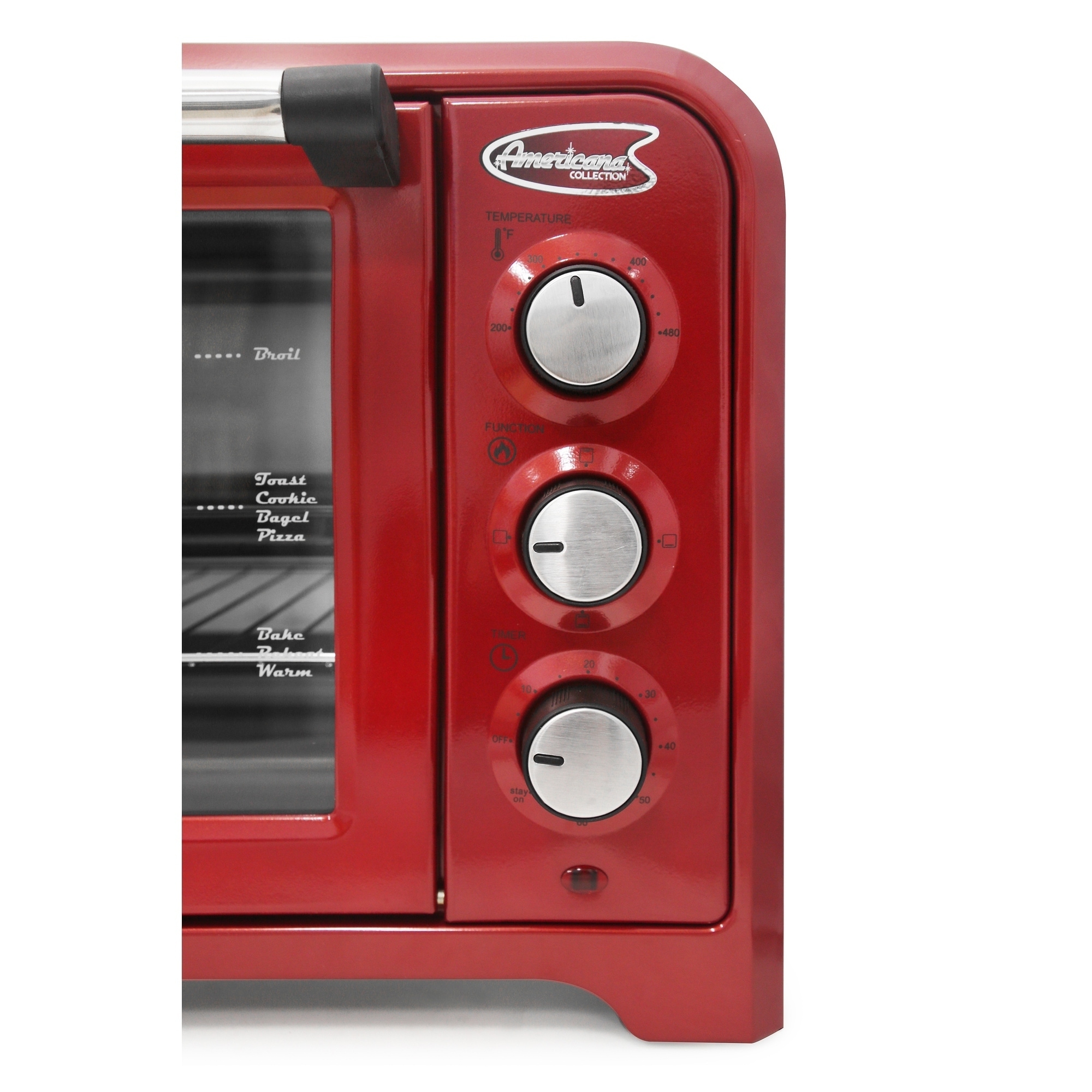 Elite Americana ERO-2600R 6-Slice Retro Toaster Oven, Red - Bed