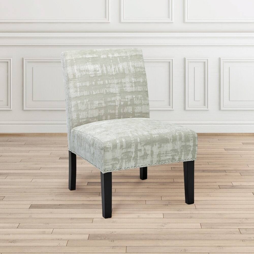 Gray Upholstered Accent Armless Small Slipper Chair Set