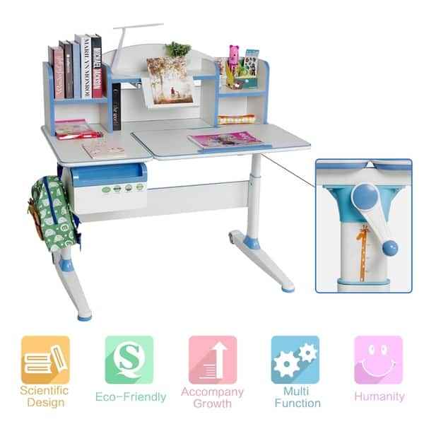 Shop Tgeg Kid S Study Desk Height Adjustable Tilted With Book