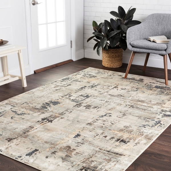 Shop Vintage Glam Ivory/ Slate Grey Abstract Area Rug 9'6" x 13' On