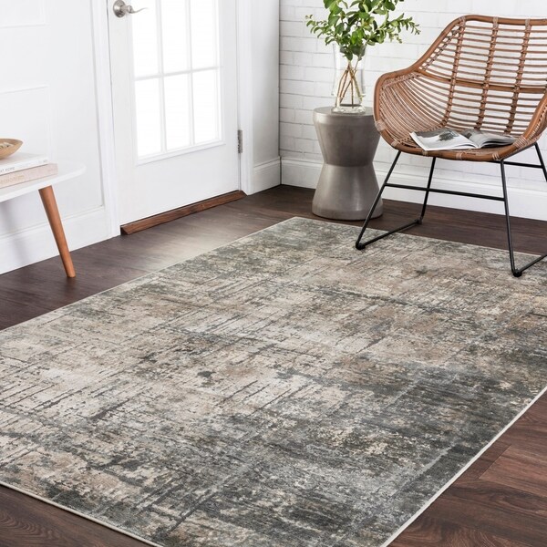 Shop Vintage Glam Grey/ Moss Green Abstract Area Rug 7'10" x 10'10