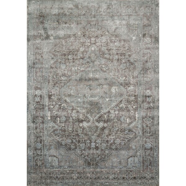 Shop Traditional Taupe/ Blue Antique Inspired Medallion Rug - 2'7