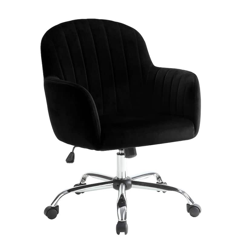 Geln Contemporary Velvet Upholstery Height Adjustable Desk Chair by Furniture of America