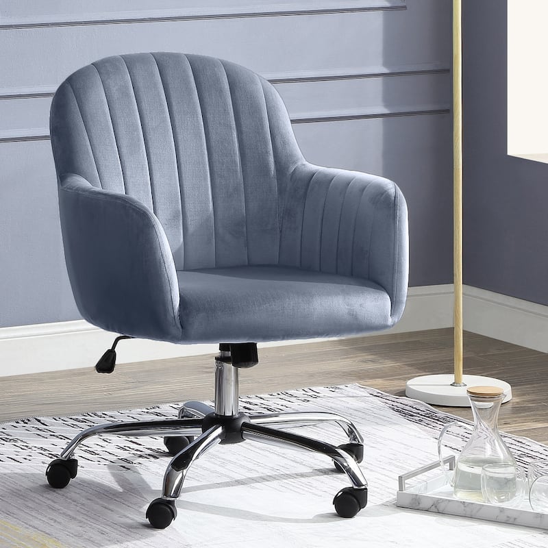 Geln Contemporary Velvet Upholstery Height Adjustable Desk Chair by Furniture of America