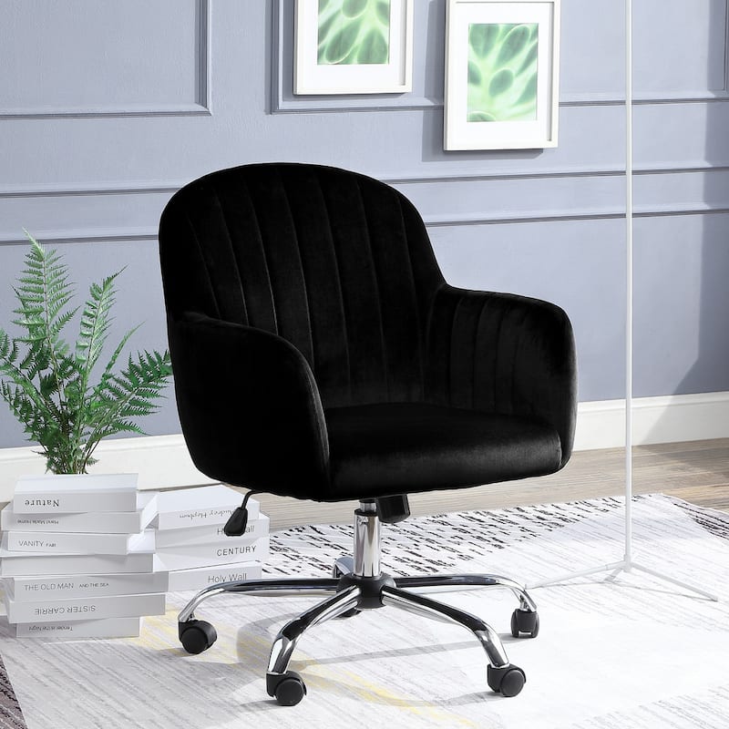 Geln Contemporary Velvet Upholstery Height Adjustable Desk Chair by Furniture of America