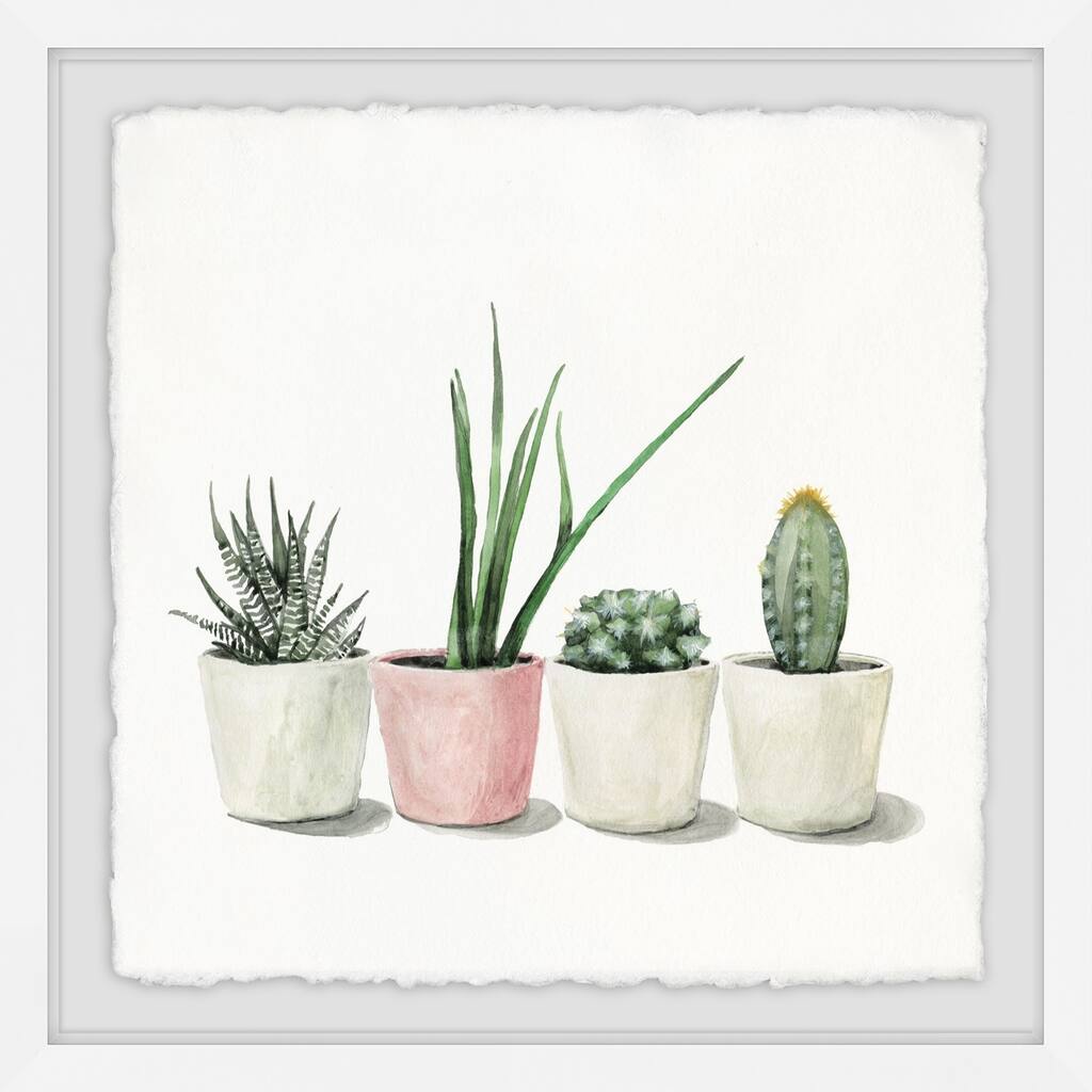 Potted Succulents' Framed Painting Print - Multi-Color