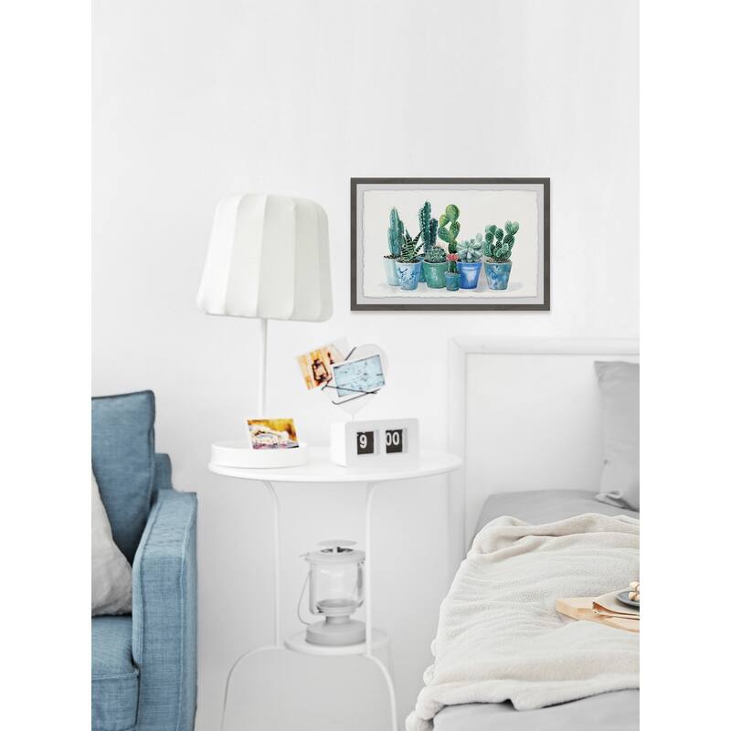 Potted Cactus Bunch' Framed Painting Print - Multi-Color