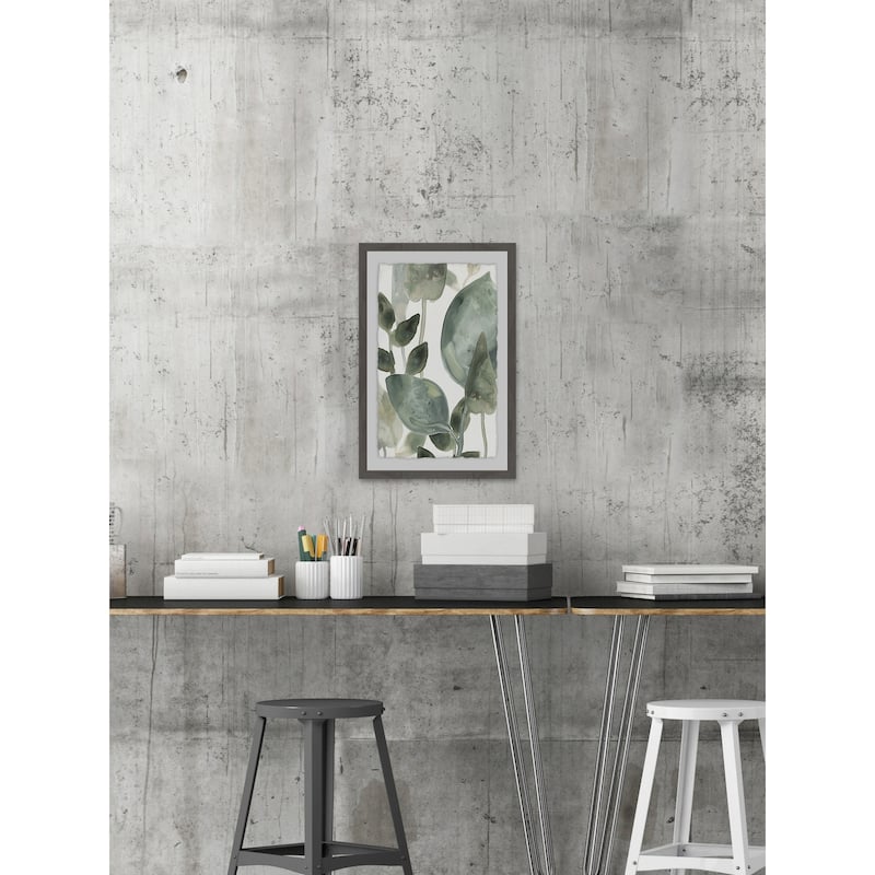Water Leaves II' Framed Painting Print - Multi-Color