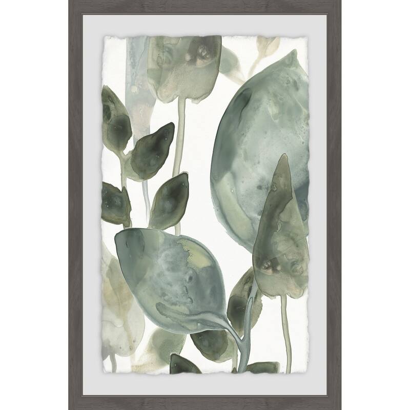 Water Leaves II' Framed Painting Print - Multi-Color