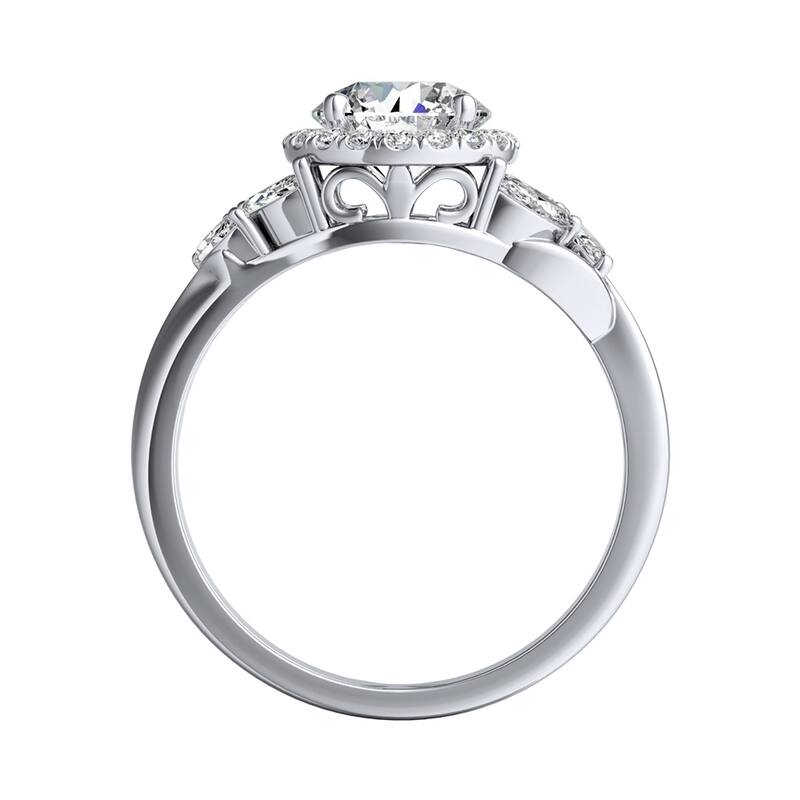 Auriya 14k Gold Floral 2ct Moissanite Halo Diamond Engagement Ring 3/8ctw
