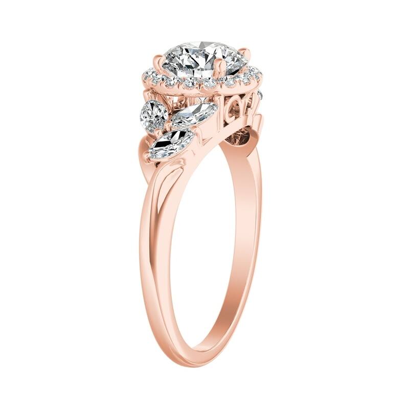 Auriya 14k Gold Floral 1/2ct Moissanite Halo Diamond Engagement Ring 3/8ctw