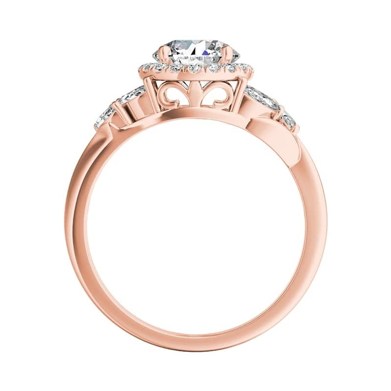 Auriya 14k Gold Floral 2 1/2ct Moissanite Halo Diamond Engagement Ring 3/8ctw