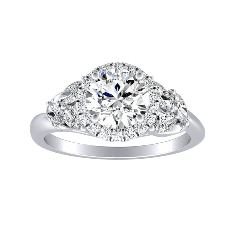 Auriya 14k Gold Floral 2 1/2ct Moissanite Halo Diamond Engagement Ring 3/8ctw