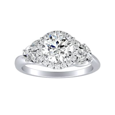 Auriya 14k Gold Floral 2 1/2ct Moissanite Halo Diamond Engagement Ring 3/8ctw