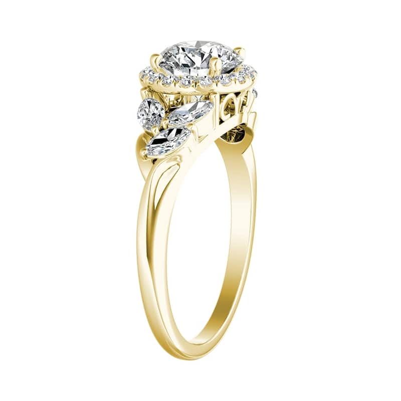 Auriya 14k Gold Floral 2 1/2ct Moissanite Halo Diamond Engagement Ring 3/8ctw