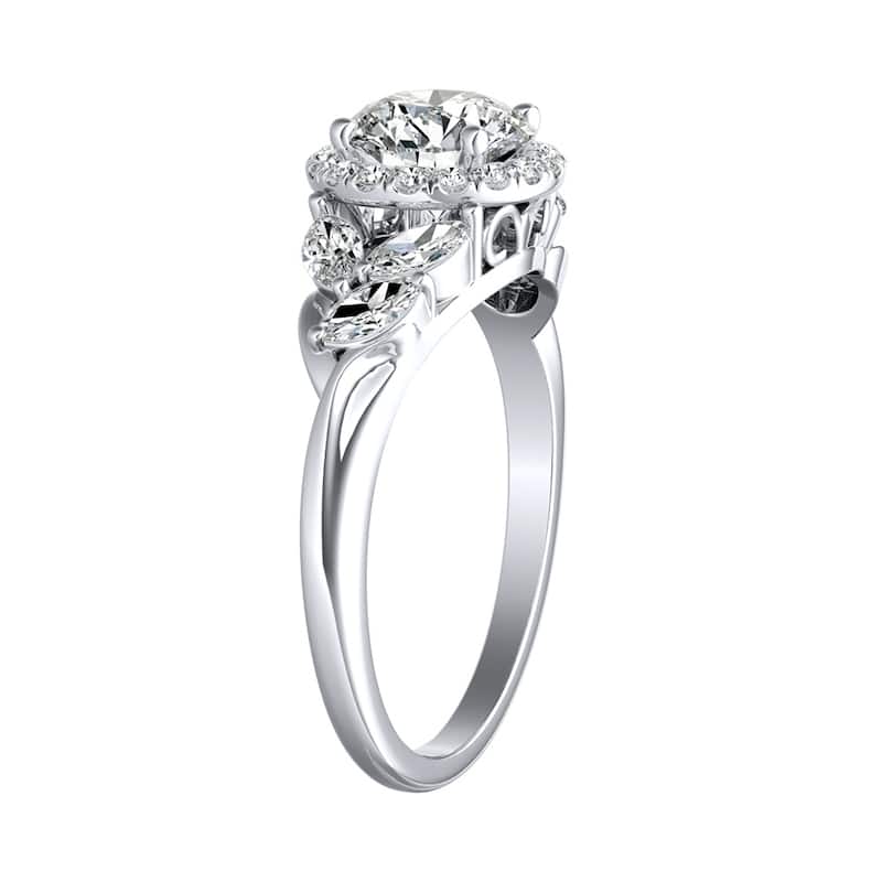 Auriya 14k Gold Floral 2 1/2ct Moissanite Halo Diamond Engagement Ring 3/8ctw