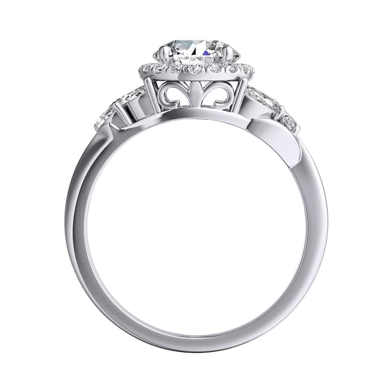 Auriya 14k Gold Floral 1 1/2ct Moissanite Halo Diamond Engagement Ring 3/8ctw
