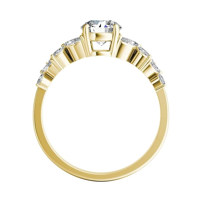 Auriya Floral Vintage 1 1/2ct Moissanite and 1/3ctw Diamond Engagement Ring 14K Gold