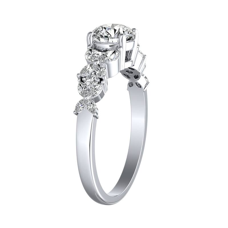 Auriya 14k Gold Floral Vintage 2ct Moissanite and 1/3ctw Diamond Engagement Ring