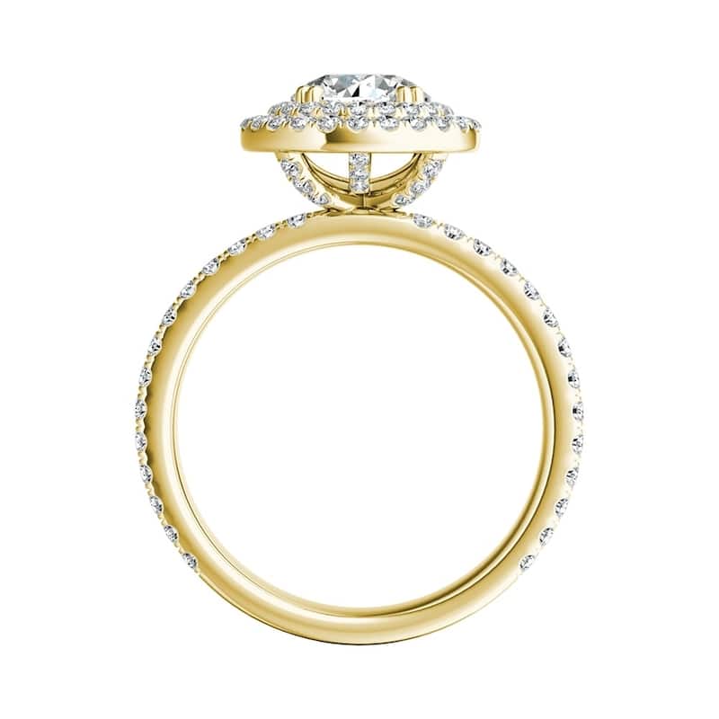 Auriya 14k Gold 1/2ct Moissanite Double Halo Diamond Engagement Ring 9/10ctw