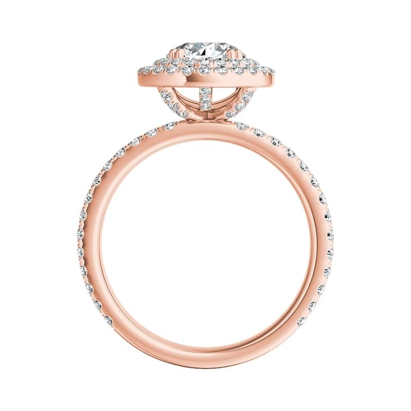Auriya 14k Gold 1/2ct Moissanite Double Halo Diamond Engagement Ring 9/10ctw