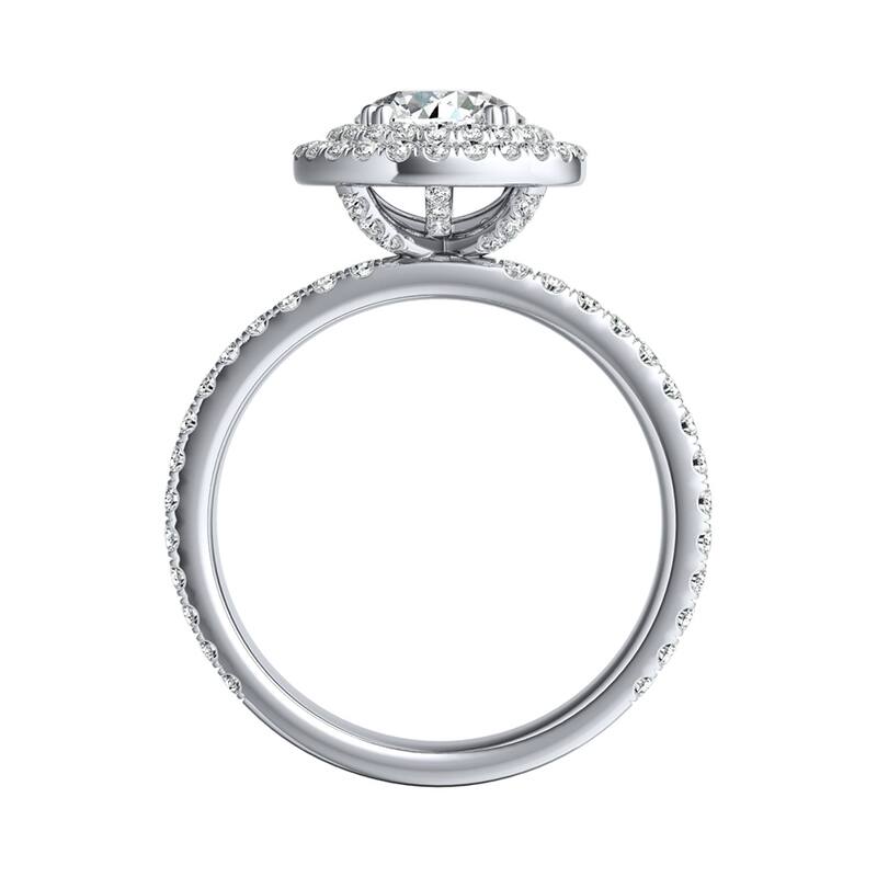 Auriya 14k Gold 3ct Moissanite Double Halo Diamond Engagement Ring 9/10ctw