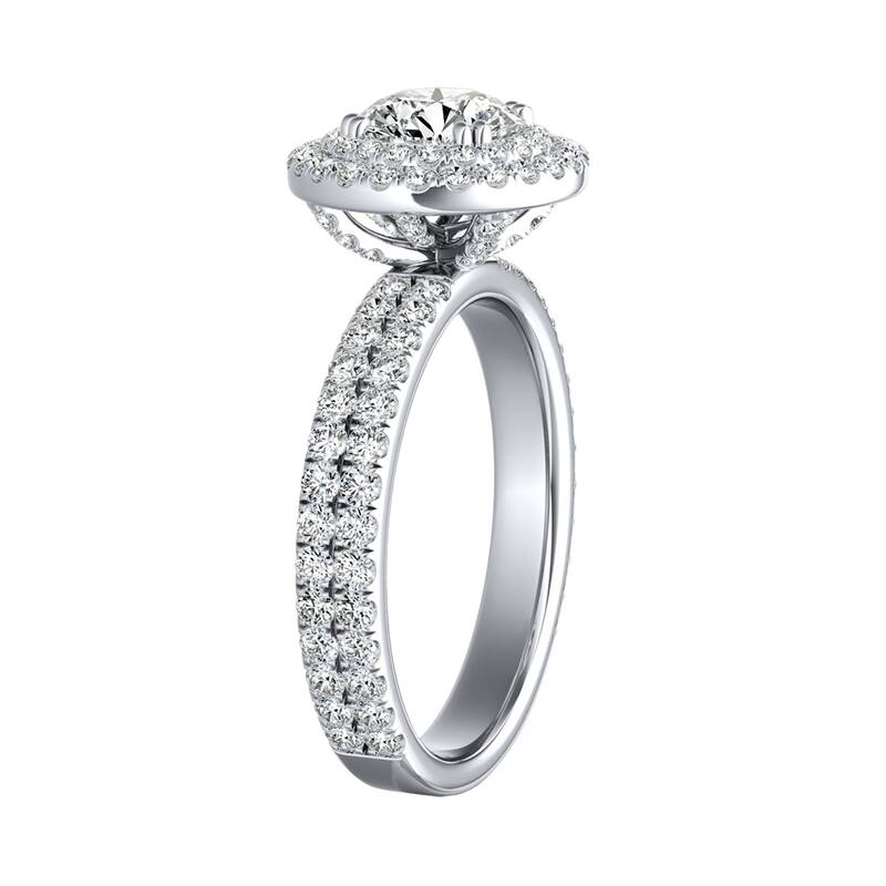 Auriya 14k Gold 2 1/2ct Moissanite Double Halo Diamond Engagement Ring 9/10ctw