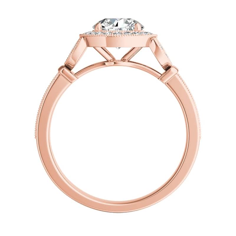 Auriya Vintage Floret 1 1/2ct Moissanite and 1/4ctw Halo Diamond Engagement Ring 14k Gold