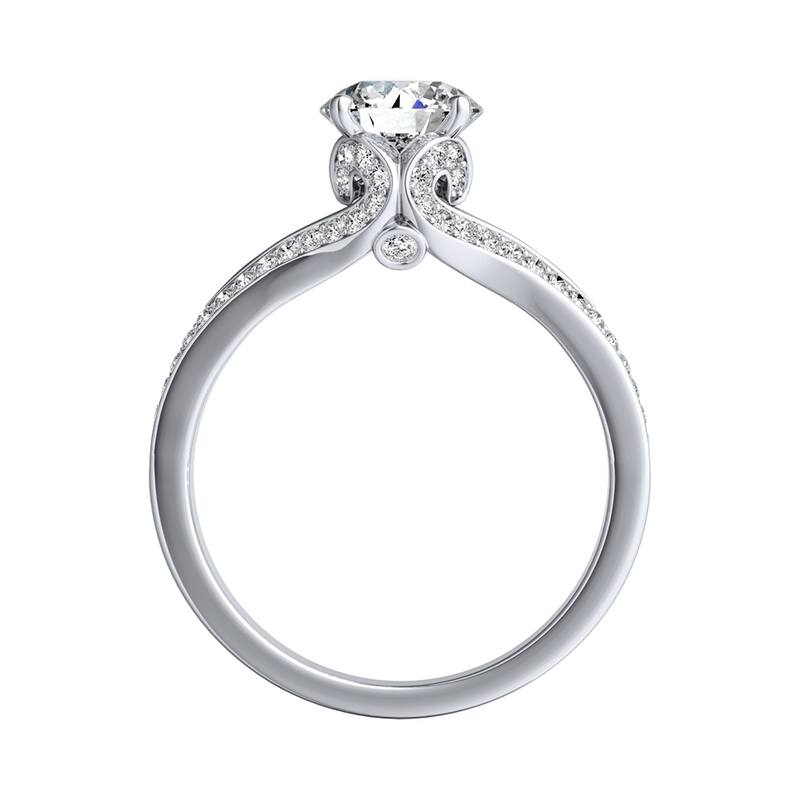 Auriya Round 1/2ct Moissanite and 1/3ctw Diamond Engagement Ring 14k Gold