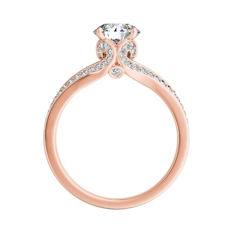 Auriya Round 1/2ct Moissanite and 1/3ctw Diamond Engagement Ring 14k Gold