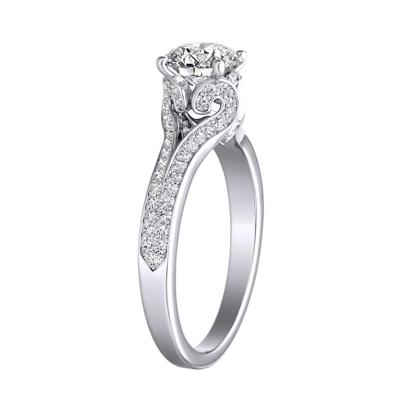 Auriya Round 1/2ct Moissanite and 1/3ctw Diamond Engagement Ring 14k Gold